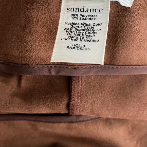Sundance Catalog Pants Leggings Size 14‎ Faux Suede Ankle Zip Brown PT-1913 - Picture 9 of 9